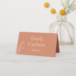 Dark Terracotta Botanical Wedding Place Card