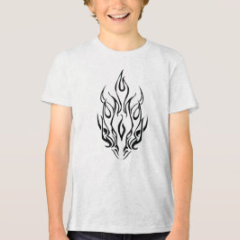 Dark Tribal Flame Mask – Abstract Fire Art Design Tri-Blend Shirt