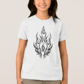 Dark Tribal Flame Mask – Abstract Fire Art Design Tri-Blend Shirt (Voorkant)
