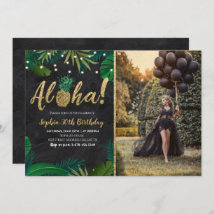 Dark Tropical Aloha Invitation Anniversaire Avec P