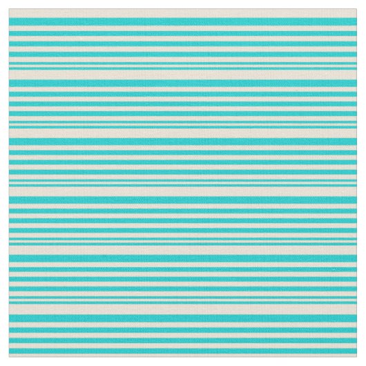 Dark Turquoise en Bisque Striped Pattern Stof (Close Up)