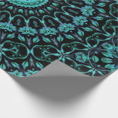 Dark Turquoise Floral Mandala Cadeaupapier (Hoek)
