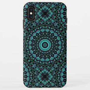 Dark Turquoise Floral Mandala iPhone XS Max Hoesje