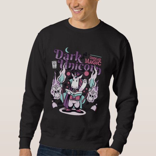 Dark Undead Black Magic Funny Goth Unicorn Trui (Voorkant)