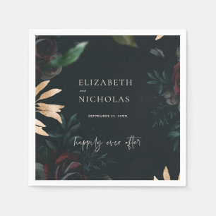 Dark Velvet Burgundy Roos   Herfst winterhuwelijk Servet