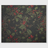 Dark Victorian Crimson Berries & Gold Vine Wrappin Cadeaupapier (Vlak)
