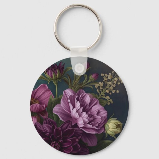 Dark Vintage Flowers Sleutelhanger (Voorkant)