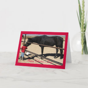 Dark Volbloed en Meisje - Paardenliefhebber Valent Feestdagen Kaart