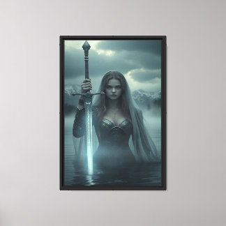 Dark Warrior Woman Ingelijste Canvas Art Afdruk
