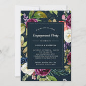 Dark Waterverf Floral Boho | Verlovingsfeest Kaart (Voorkant)