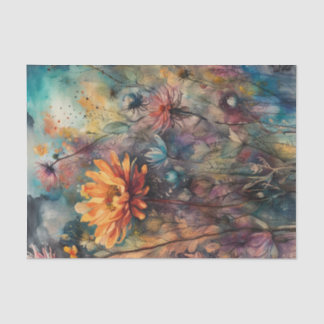 Dark Waterverf Flowers Decoupage Papier | Moody