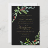 Dark Winter Berry Moody Botanical Monogram Wedding Kaart (Voorkant)