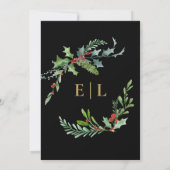 Dark Winter Berry Moody Botanical Monogram Wedding Kaart (Achterkant)