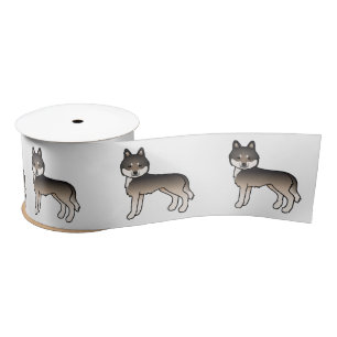 Dark Wolf Gray Siberian Husky Cute Cartoon Dog Lint