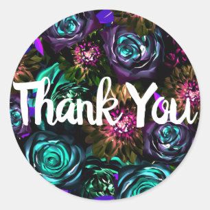 Dark Wonderland Bold Glamor Floral Flowers Party Ronde Sticker