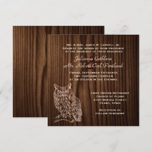 Dark Wood Uil Wild Life Uitnodiging voor bruiloft