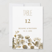 Dark yellow ivory white brown flora Table Numbers  Kaart (Voorkant)