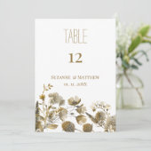 Dark yellow ivory white brown flora Table Numbers  Kaart (Staand voorkant)