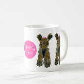 Dark Yorkie met Pink Bow Koffiemok (Voorkant rechts)