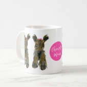 Dark Yorkie met Pink Bow Koffiemok (Voorkant links)