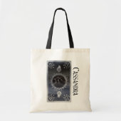 Dark Zodiac Astrology: Aquarius Black Silver Naam Tote Bag (Voorkant)