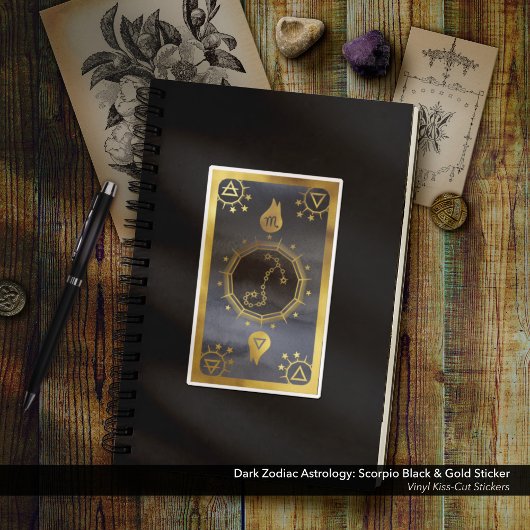 Dark Zodiac Astrology: Schorpioen zwart en goud Sticker