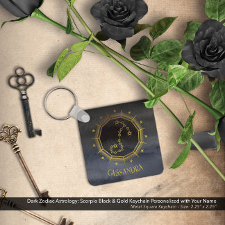 Dark Zodiac Astrology: Scorpio Black Gold Naam Sleutelhanger