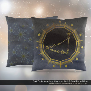 Dark Zodiac Astrology: Steenbok Zwart & Goud Kussen