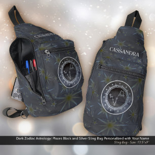 Dark Zodiac Astrology: Vissen Zilver Gouden Naam Sling Bag
