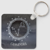 Dark Zodiac Astrology: Vissen Zwart Zilver Naam Sleutelhanger (Achterkant)