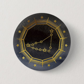 Dark Zodiac: Capricorn Birth Sign Black & Gold Ronde Button 5,7 Cm