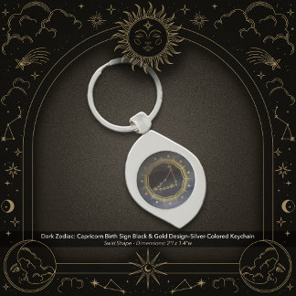 Dark Zodiac: Capricorn Birth Sign Black & Gold Sleutelhanger