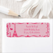 Darker Pink Raspberry Damask  Eiffeltoren Etiket (Insitu)
