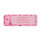 Darker Pink Raspberry Damask  Eiffeltoren Etiket (Voorkant)