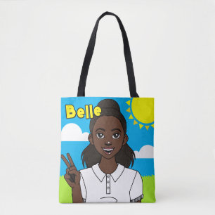 Darker Skin Cartoon Girl School-bibliotheek Draagtas