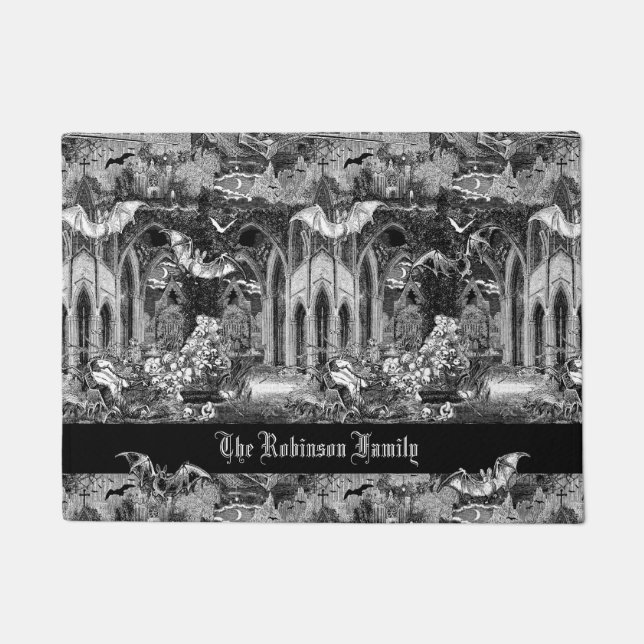 Darkest Gothic Vampires Crypt Graves Bats Gothic B Deurmat (Voorkant)