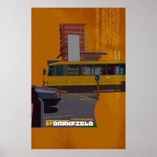 Darkfield-tramillustratie poster