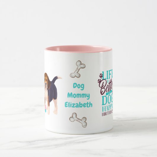 Darling Beagle Dog houdt van MOM Birthday Mok (Midden)