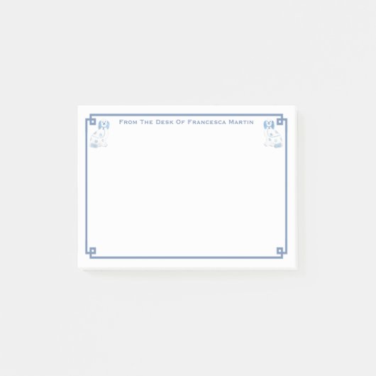 Darling Blue en White Staffordshire Spaniel Desk Post-it® Notes (Voorkant)