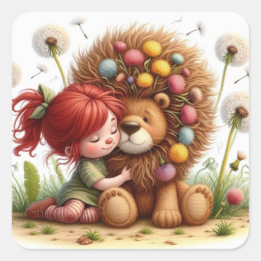 Darling Dandelion Vierkante Sticker (Voorkant)