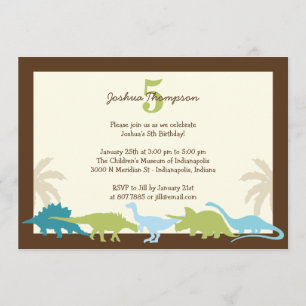 Darling Dinosaurs Birthday Party Invitation Kaart
