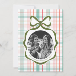 Darling Gingham Bow Foto Kerst Kaart