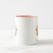 Darling Kitty kat met roze tulpen gepersonaliseerd Tweekleurige Koffiemok (Center)