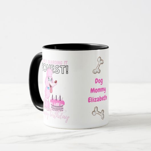 Darling Pink Poodle Dog MOM's Funny Birthday Mok (Voorkant links)