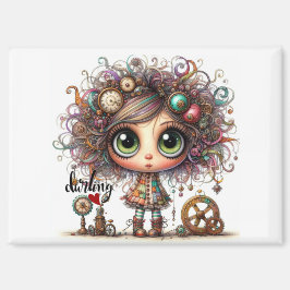 Darling Quirky Steampunk Girl 5300 Magnet Magneet