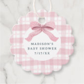 Darling Roze Waterverf Plaid en Bow Baby shower Bedankjes Labels (Voorkant)