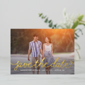 Darling Script ECHT FOLIE Save The Date Kaart (Staand Voorkant)