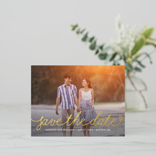 Darling Script Foil Enregistrer La Carte Postale D (Debout devant)