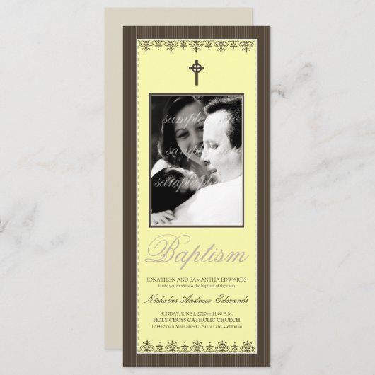 Darling Victoriaans 4x9,25-inch Lemon Baptism Uitn Kaart (Voorkant / Achterkant)