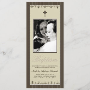 Darling Victoriaans 4x9,25-inch Sepia Baptism Invi Kaart